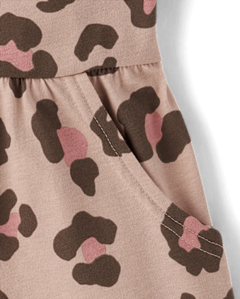 Girls Leopard Pocket Dress