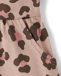 Girls Leopard Pocket Dress
