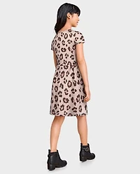 Girls Leopard Pocket Dress