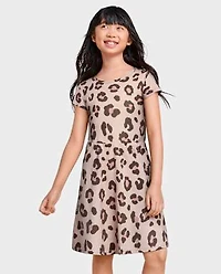 Girls Leopard Pocket Dress