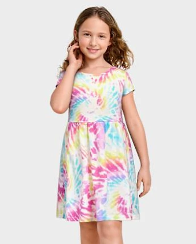 Girls Print Cut Out Dress
