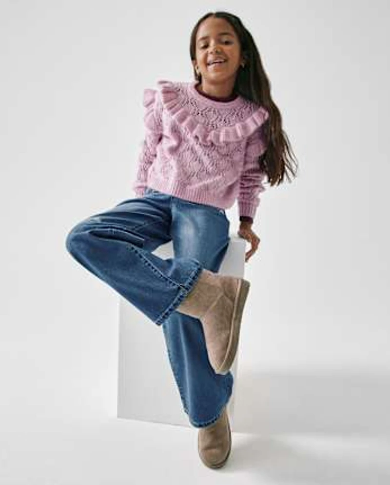 Bottes mi-hautes en peluche pour filles