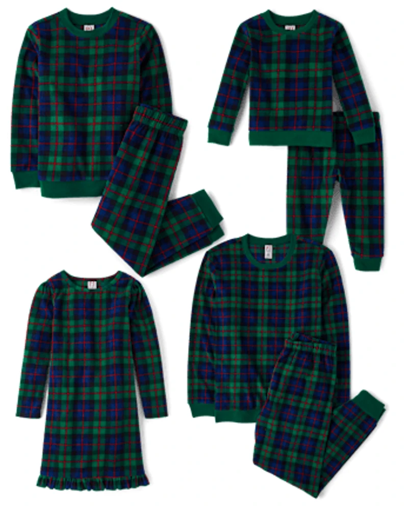 Kids Matching Family Tartan Plaid Microfleece Pajamas