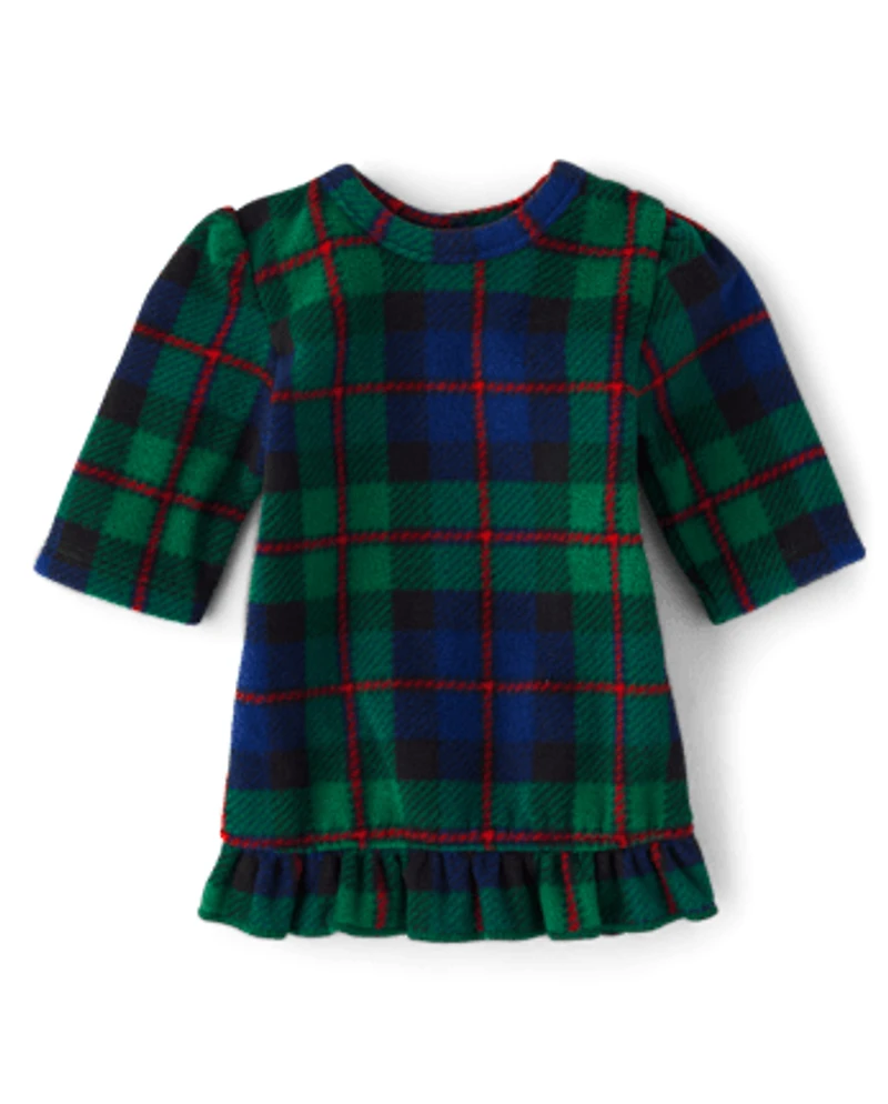 Doll Matching Family Tartan Plaid Microfleece Ruffle Nightgown