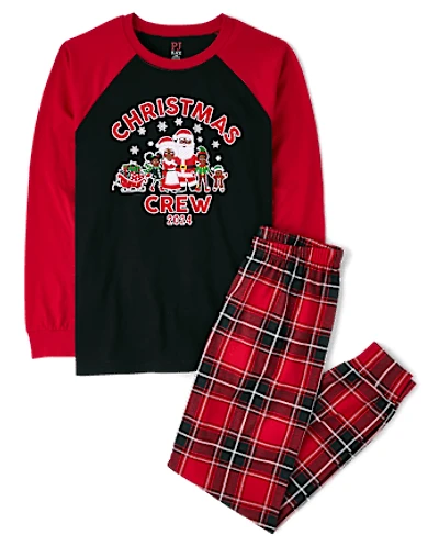 Adult Matching Family Christmas Crew 2024 Cotton Pajamas