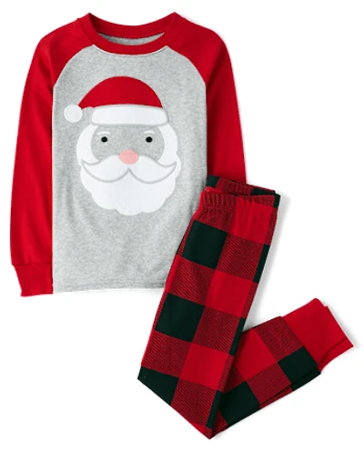 Kids Santa Face Snug Fit Cotton Pajamas