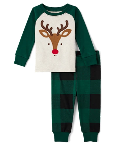Baby And Toddler Reindeer Face Snug Fit Cotton Pajamas