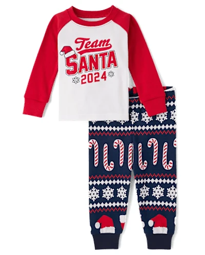Pyjama en coton ajusté pour bébé et tout-petit, équipe familiale assortie du Père Noël 2024