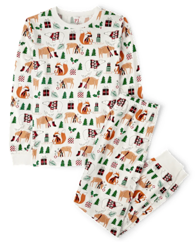 Pyjama en coton pour adultes, motif animal, assorti