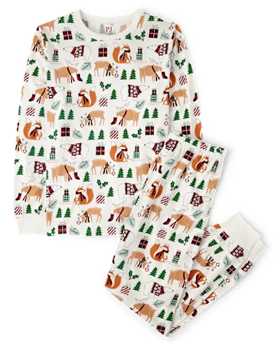 Pyjama en coton pour adultes, motif animal, assorti