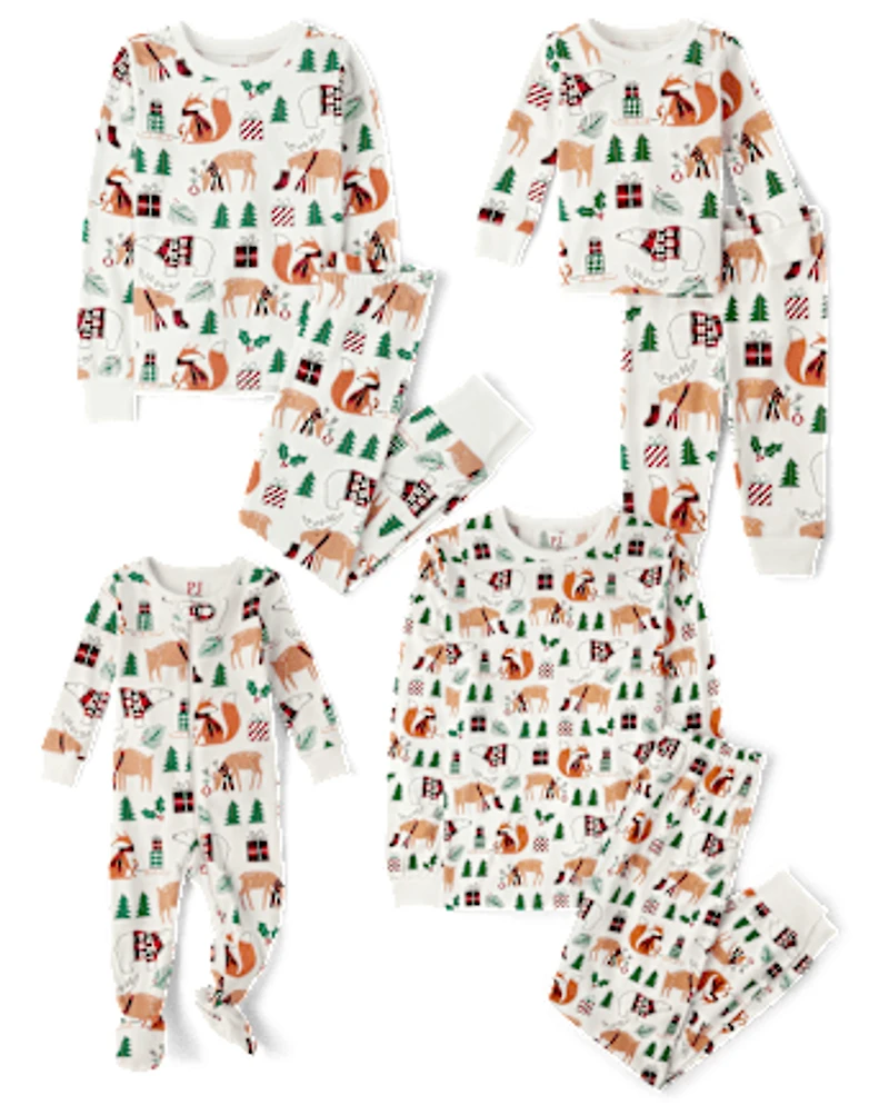 Kids Matching Family Animal Snug Fit Cotton Pajamas