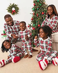 Mens Matching Family Plaid Thermal Henley Pajamas