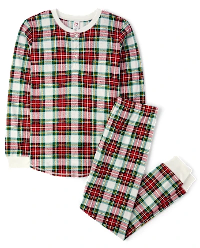 Pyjama Henley thermique à carreaux assorti pour homme