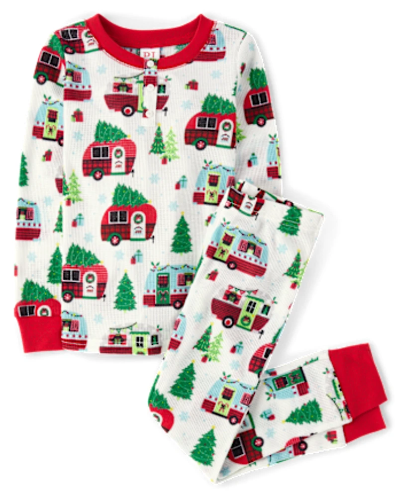 Kids Matching Family Camper Thermal Henley Pajamas