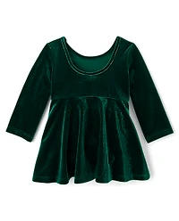 Baby Girls Mommy And Me Velour Fit Flare Dress
