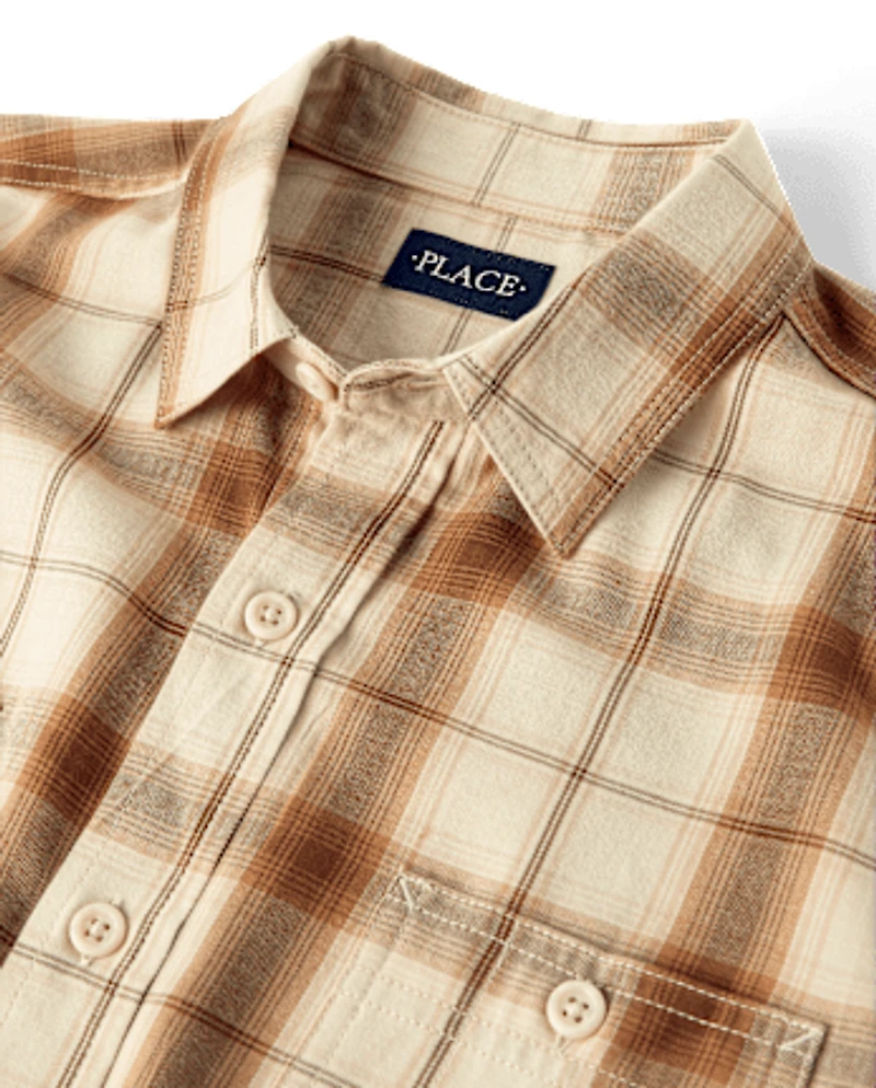 Mens Dad And Me Plaid Flannel Button Up Shirt