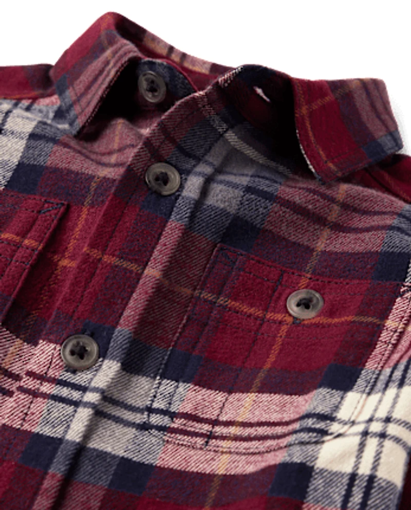 Baby And Toddler Boys Plaid Flannel Button Up Shirt