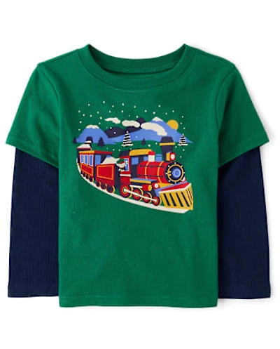 Baby And Toddler Boys Train Layered Top