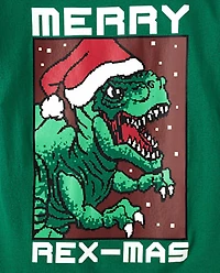 Boys Dino Merry Rex-Mas Graphic Tee