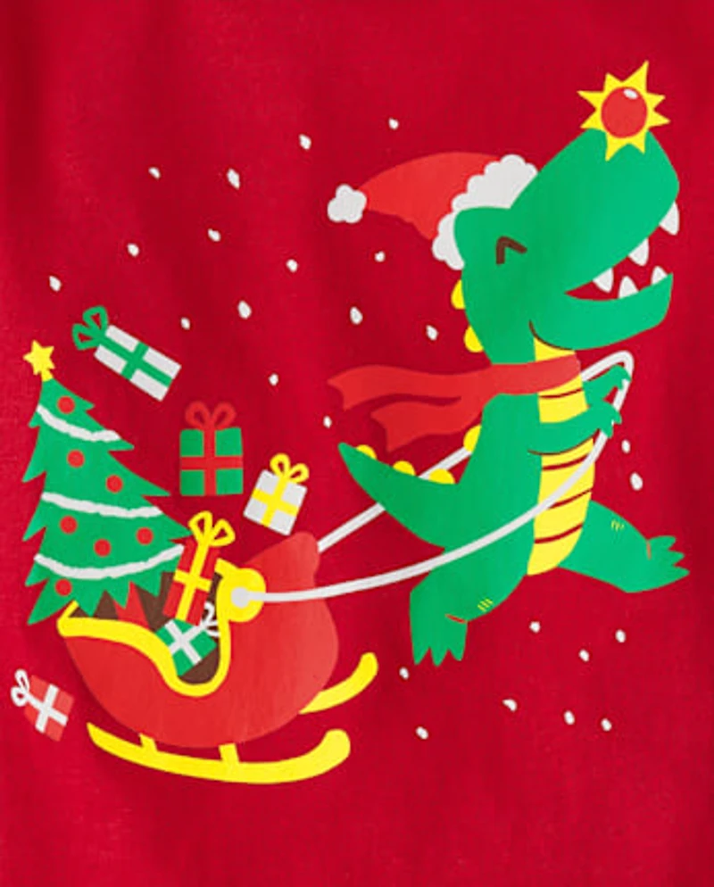 Baby And Toddler Boys Christmas Dino Graphic Tee