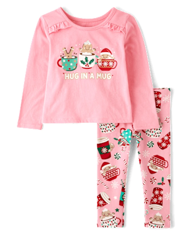 Toddler Girls Christmas Mug 2-Piece Outfit Set