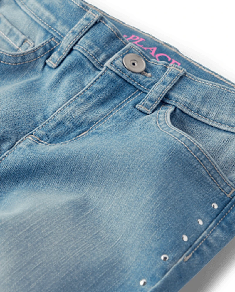 Girls Studded Flare Jeans