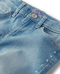 Girls Studded Flare Jeans