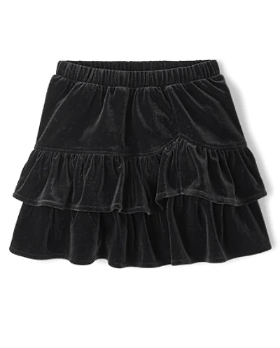 Girls Tiered Velour Skirt
