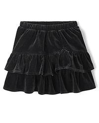Girls Tiered Velour Skirt