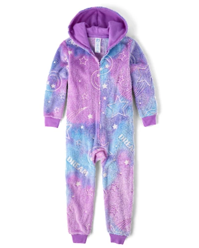 Girls Glow Icon Sherpa One Piece Pajamas
