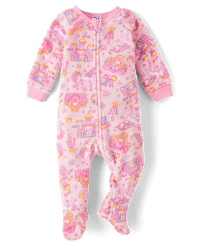 Baby And Toddler Girls Princess Fleece Footed One Piece Pajamas