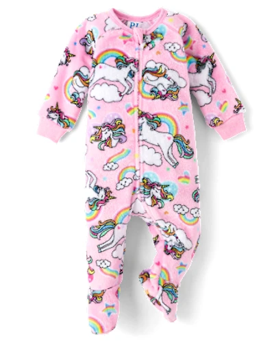Baby And Toddler Girls Unicorn Footed One Piece Pajamas - Cozy Fleece