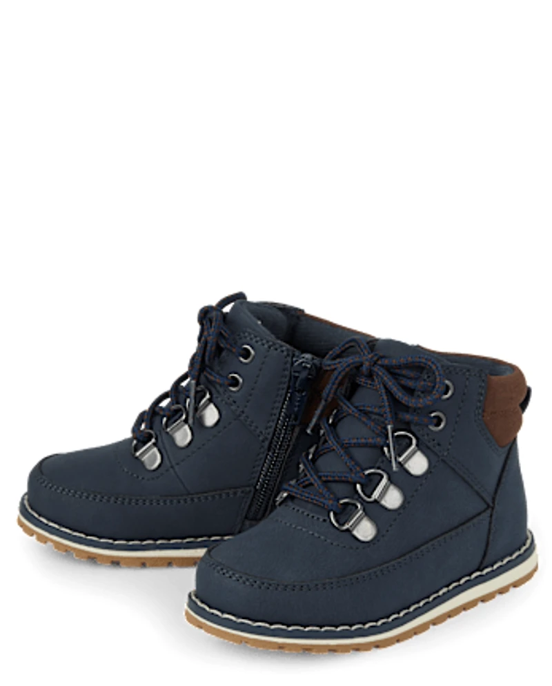 Toddler Boys Contrast Cuff Lace Up Boots