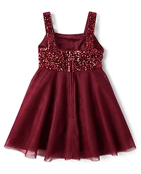 Girls Sequin Mesh Fit & Flare Dress