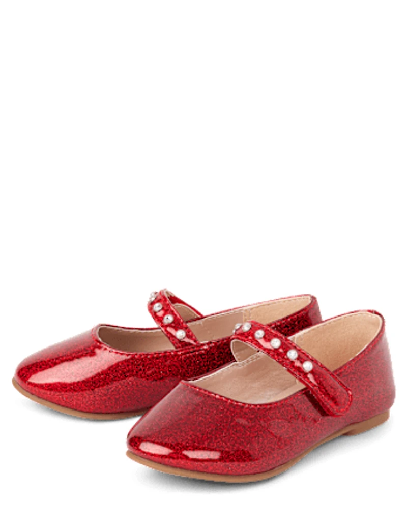 Toddler Girls Jeweled Glitter Ballet Flats