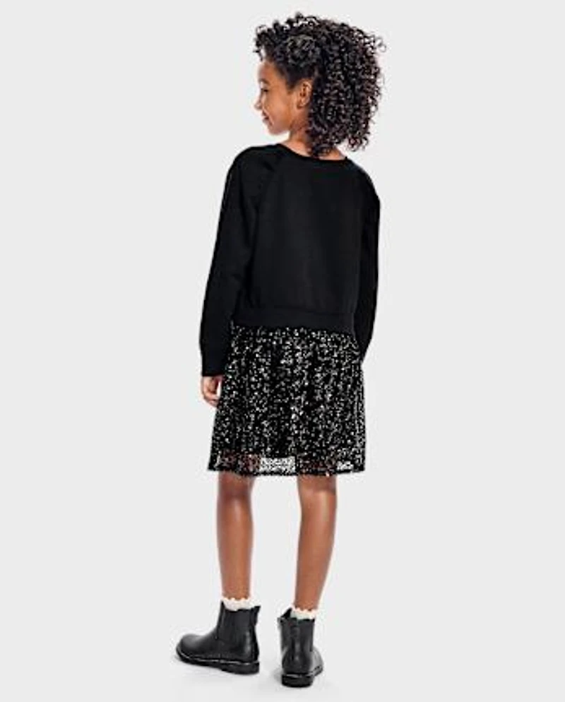 Girls Sequin Sweatshirt Dress
