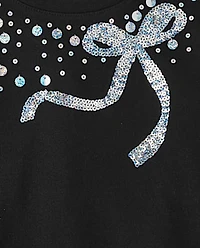 Girls Sequin Bar Back Graphic Top