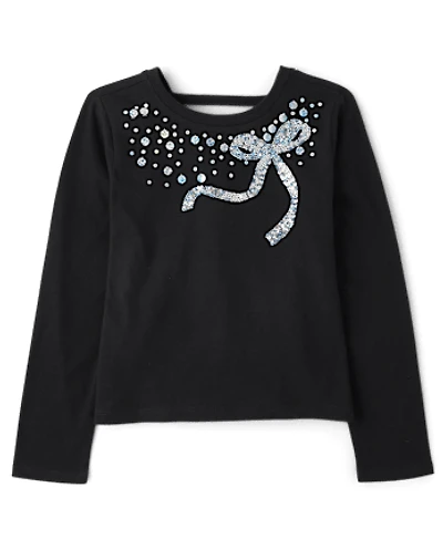 Girls Sequin Bar Back Graphic Top