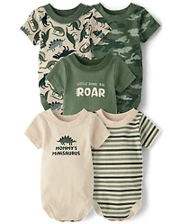 Lot de 5 bodies dinosaures pour bébé garçon
