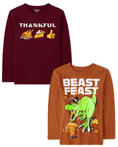 Boys Thanksgiving Graphic Tee 2-Pack