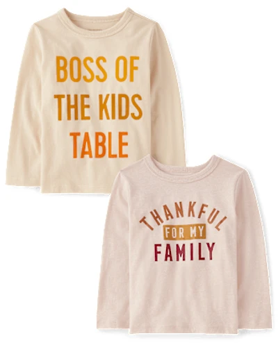 Baby And Toddler Boys Thanksgiving Graphic Tee 2-Pack