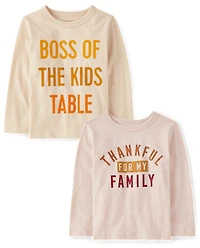 Baby And Toddler Boys Thanksgiving Graphic Tee 2-Pack