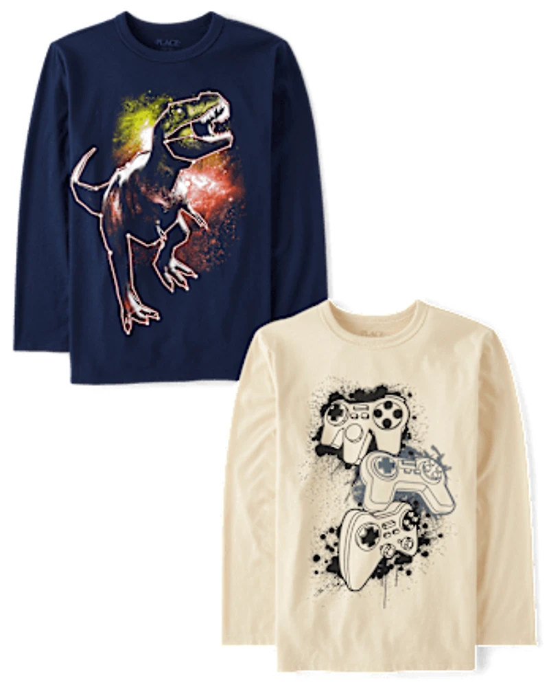 Boys Gamer Dino Graphic Tee 2-Pack