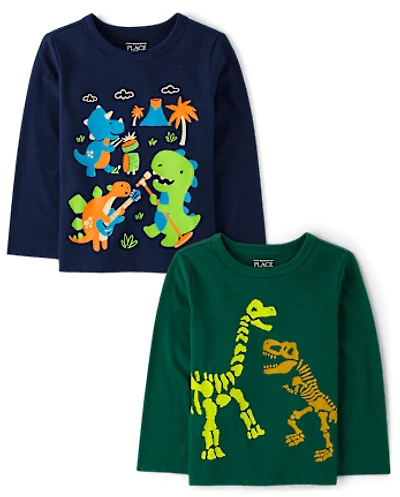 Baby And Toddler Boys Dino Graphic Tee 2-Pack