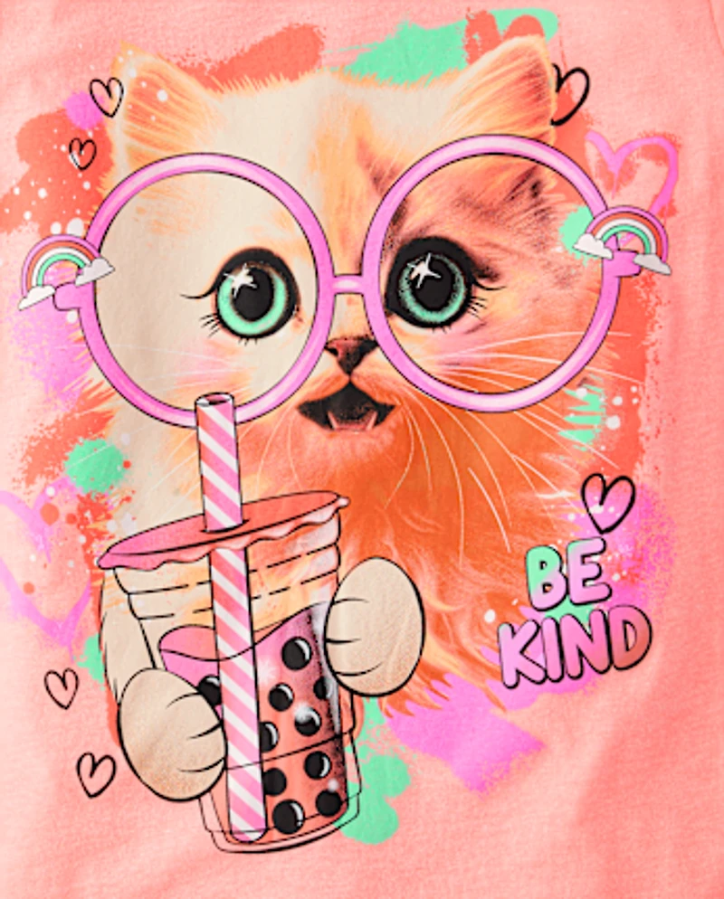 Girls Cat Positive Graphic Tee 2-Pack
