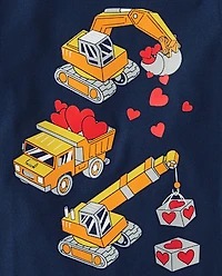 Baby And Toddler Boys Valentine's Day Construction Graphic Tee