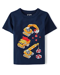 Baby And Toddler Boys Valentine's Day Construction Graphic Tee