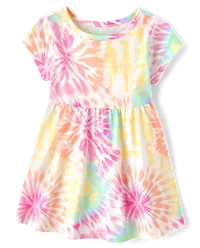 Robe de tous les jours tie-dye arc-en-ciel pour bébé et petite fille