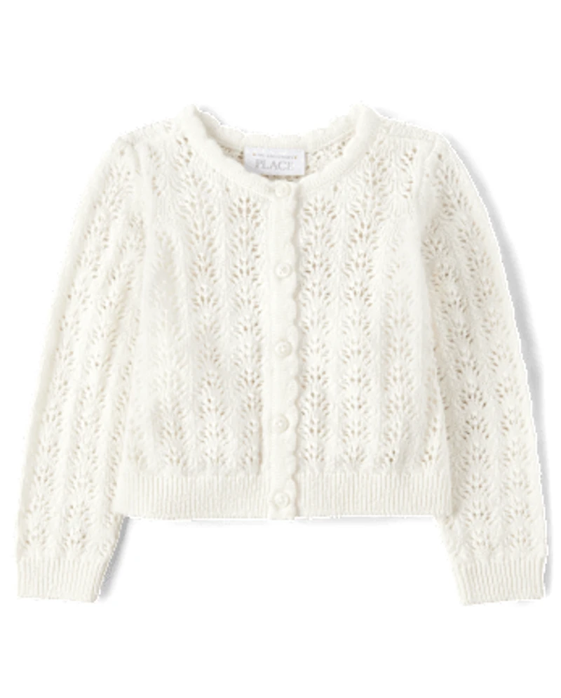 Cardigan en pointelle pour petite fille