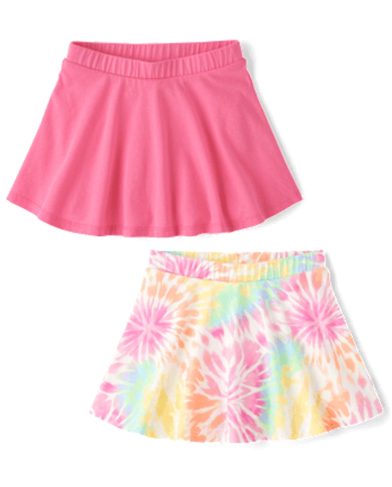 Lot de 2 jupes-shorts tie-dye arc-en-ciel pour petites filles